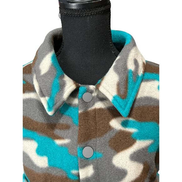 BP. Men's Print Polar Fleece Snap-up Shirt Sz M Long Sleeves Oversized Overshirt - Picture 3 of 9